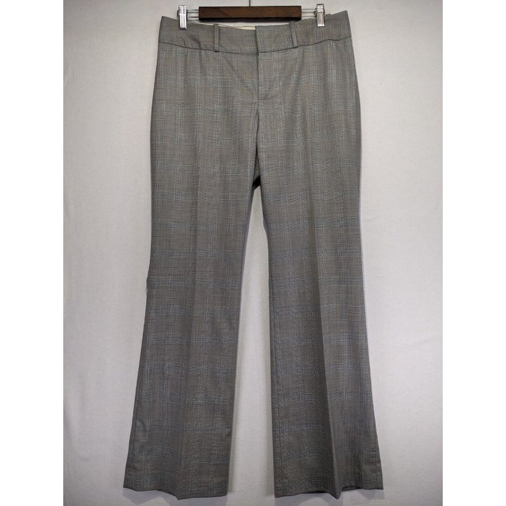 Banana Republic Slack Pants Womens Size 10 Jackson Fit Stretch Plaid Career Grey